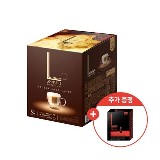 루카스나인 시그니처 더블샷라떼, 14.9g, 50개입, 1개 + 쁘띠 마일드 아메리카노, 1.15g, 10개입, 1개