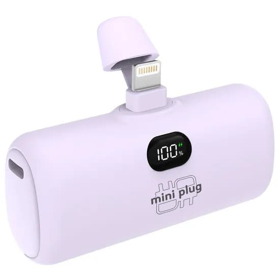 미니플러그 도킹형 미니 보조배터리 EB612, 5000mAh, 8핀, 퍼플, 1개