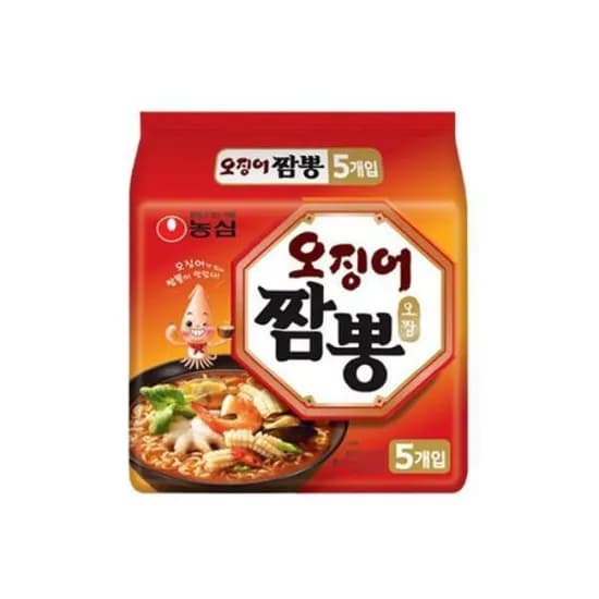 농심 오징어짬뽕 라면, 124g, 5개