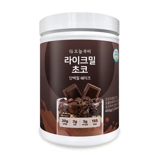 오늘부터 라이크밀 초코맛 단백질 쉐이크, 450g, 1통