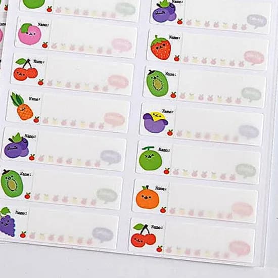 방수 네임 스티커 이름 라벨, 과일, 4장, 20p