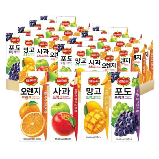 델몬트 드링크 팩음료 오렌지 사과 망고 포도 190ml 32팩