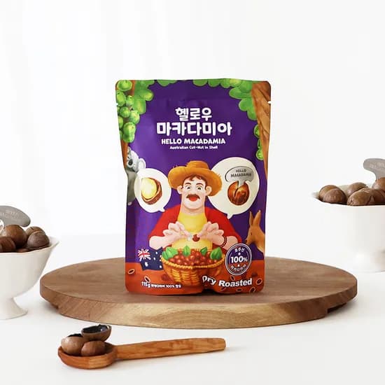 헬로우 마카다미아 호주 통마카다미아, 드라이 로스티드, 115g, 1개