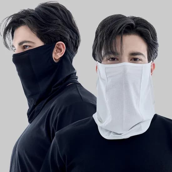 시글락 남성 여성 자외선 차단 메쉬 쿨 마스크, 화이트+블랙, XL, 2개