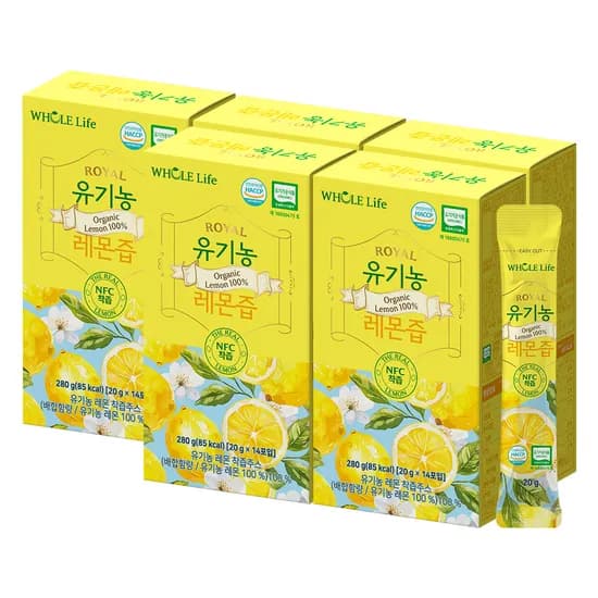 홀라이프 로얄 유기농 레몬즙 NFC 280g 14포 5박스