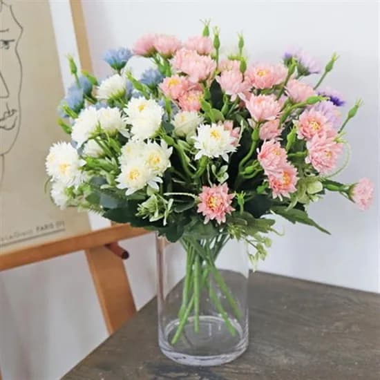 소박한 아름다움 소국 부쉬 생화같은 조화 산소 성묘 조화 부케, 바이올렛, 1개