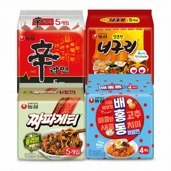 농심 신라면 + 너구리 + 짜파게티 + 배홍동, 1세트