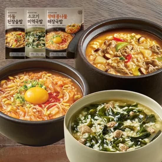 자연별곡 차돌 된장술밥, 210g, 2개 +황태 콩나물 해장국밥, 210g, 2개 + 소고기 미역국밥, 210g, 2개