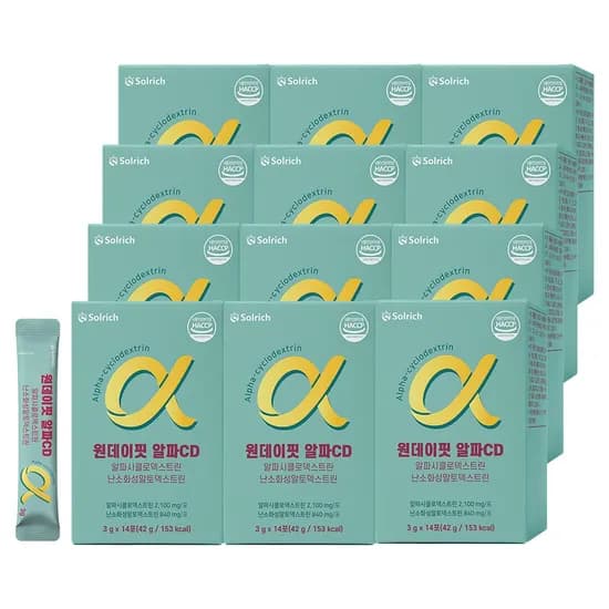 솔리치 알파CD 알파시클로덱스트린 난소화성말토덱스트린 42g 14포 12박스 32,900원