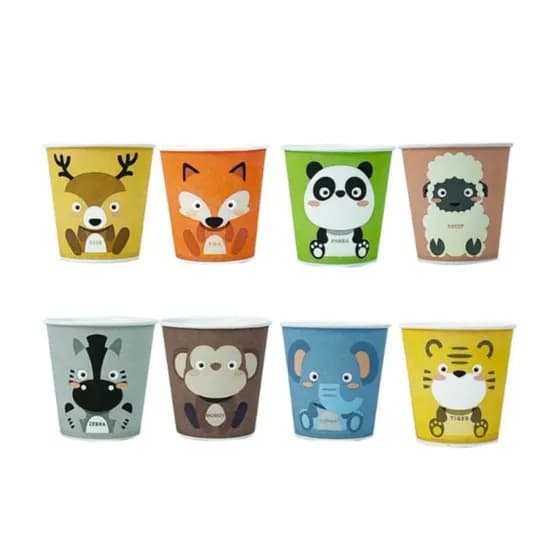 국내산 이쁜 종이컵 귀여운 동물 일회용, 184ml, 100개