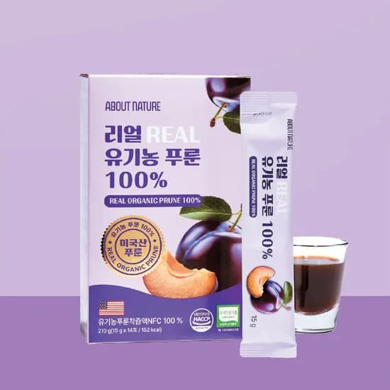 리얼 REAL 유기농 푸룬 100% 15g 14포 1박스