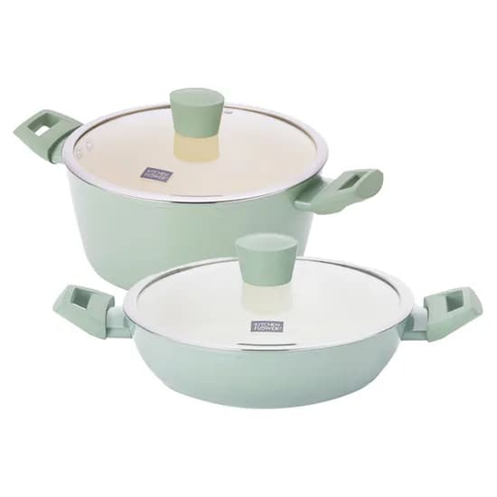 키친플라워 쿠킨 그린애플 IH 양수냄비 전골냄비 24cm 1세트