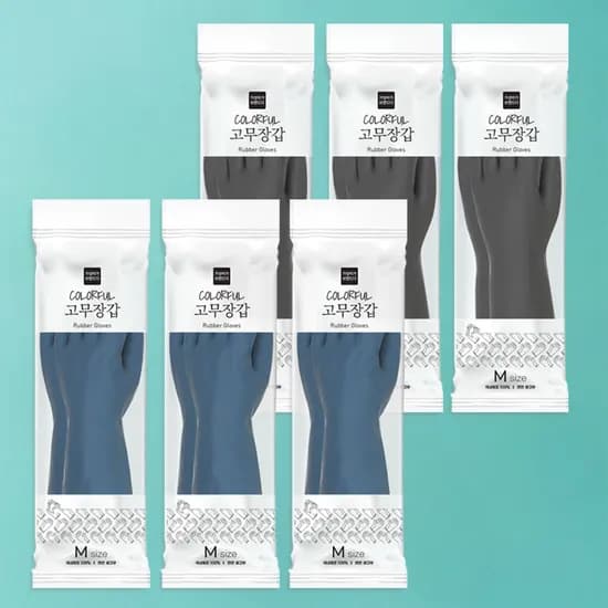 가성비가브랜드다 고무장갑, 어반블루 M 3개 +그레이 M 3개, 6개