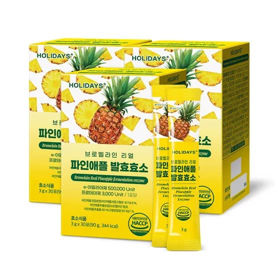 홀리데이즈 브로멜라인 리얼 파인애플 발효효소, 3g, 30포, 3개