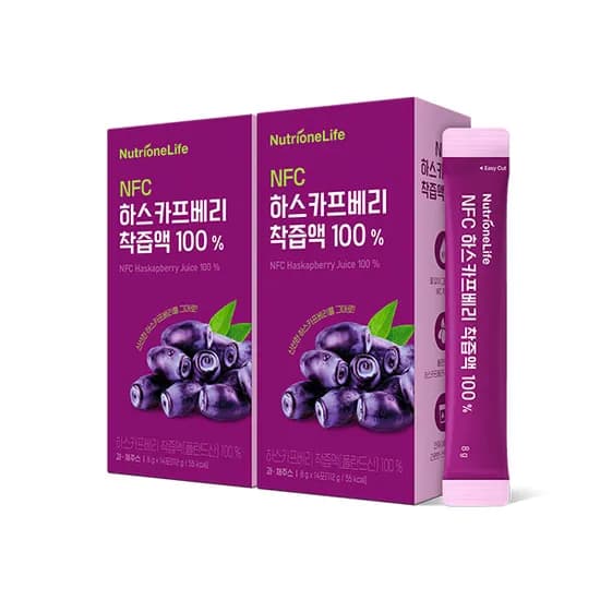 뉴트리원 NFC 유기농 하스카프베리 착즙액 100%, 28포, 2박스
