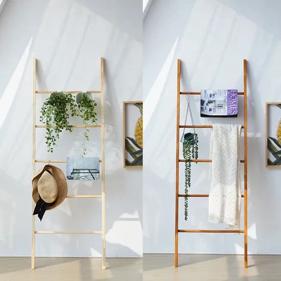 올플로어 피너스 원목 사다리 행거 인테리어 소품 우드 브라운 54x160cm
