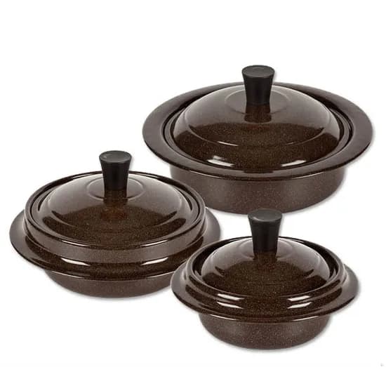 제나우 황토도자기코팅 무쇠솥 3종세트 브라운 16cm 20cm 22cm 3개입