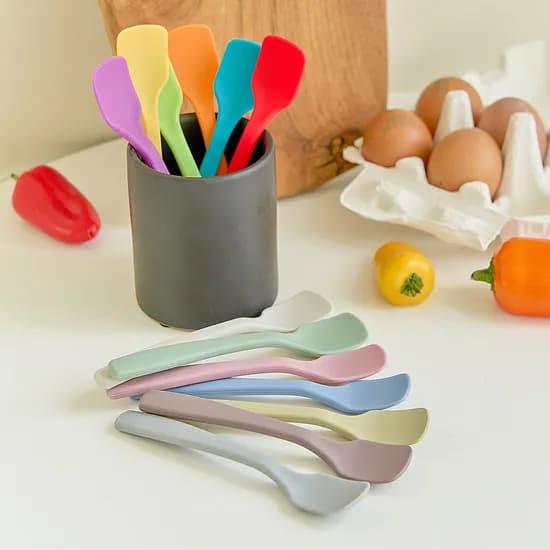 국내산 실리콘 젤라또 아이스크림 요거트 푸딩 미니 스푼 13color, 올리브그린