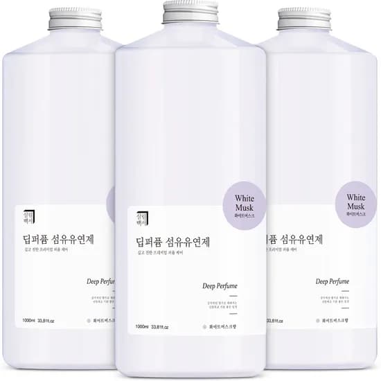 살림백서 딥퍼퓸 섬유유연제, 화이트머스크, 1L, 3개