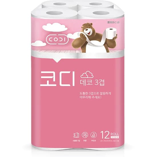 코디 3겹 데코 화장지 27m 12롤 1팩