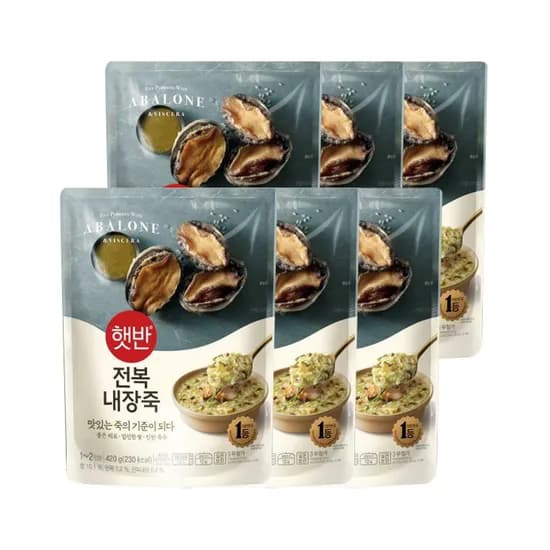 CJ제일제당 햇반 소프트밀 전복내장죽, 420g, 6개
