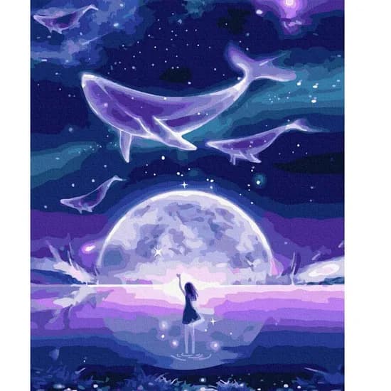 더영흥 보석십자수 캔버스형 TY05 소녀와 고래, 30x40cm, 1세트