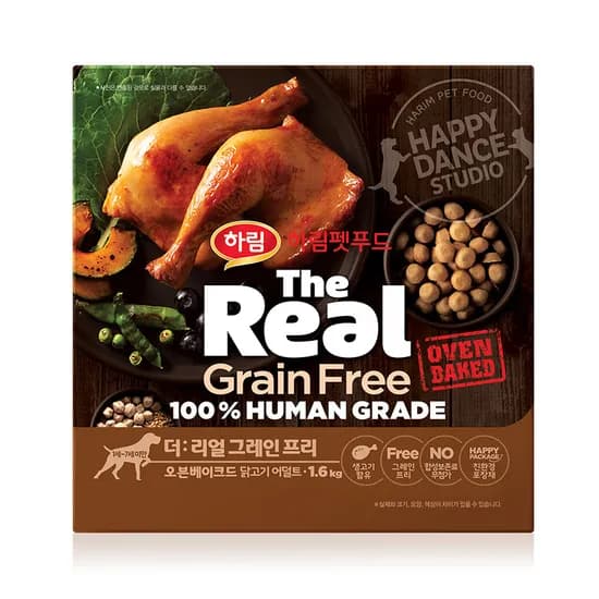 하림펫푸드 더리얼 DOG 그레인프리 오븐베이크드 어덜트, 닭고기, 1.6kg, 1개