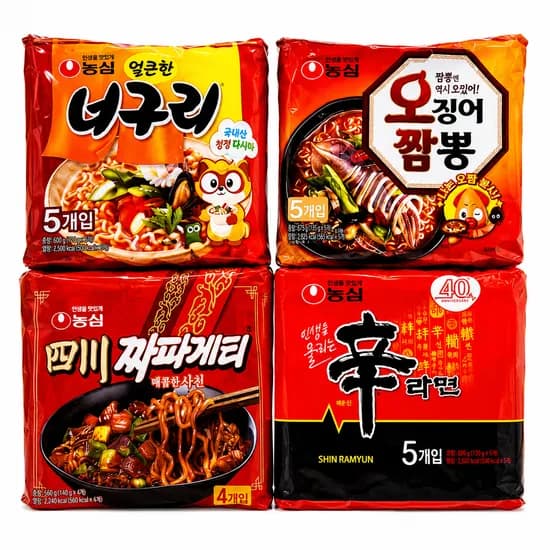 농심 신라면, 5개 + 너구리, 5개 + 사천짜파게티, 4개 + 오징어짬뽕, 5개, 1세트