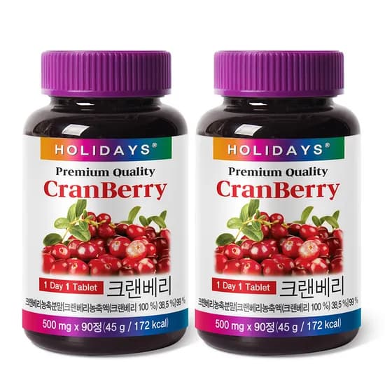 홀리데이즈 크랜베리 타블렛, 45g, 2병