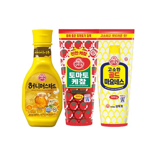오뚜기 소스 3종, 토마토케챂 500g + 마요네즈 500g + 허니머스타드 535g, 1세트