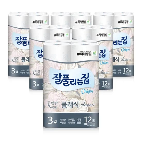 미래생활 잘풀리는집 클래식, 3겹, 27m, 12롤, 6팩