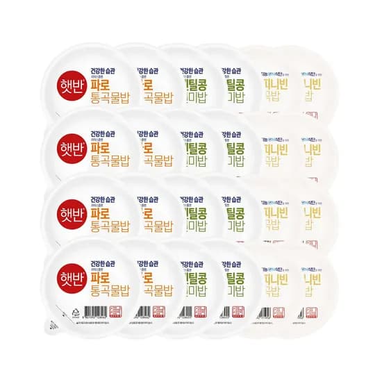 CJ제일제당 햇반 라이스플랜, 렌틸콩 현미밥 190g 8개 + 파로 통곡물밥 190g 8개 + 루피니빈 잡곡밥 190g 8개, 1세트