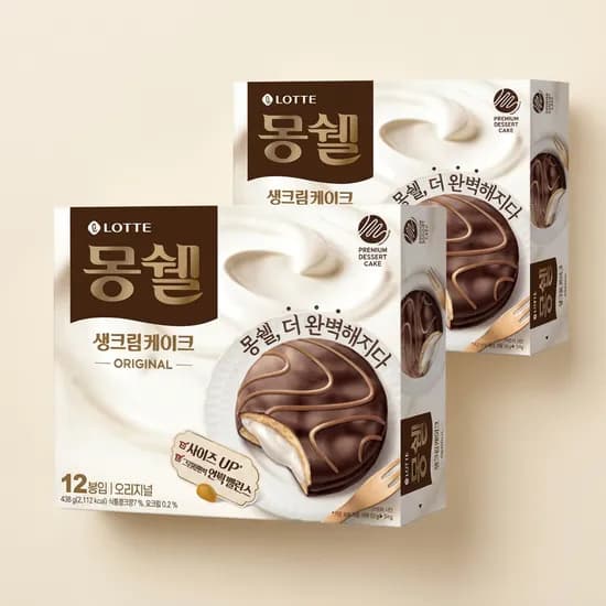 롯데제과 몽쉘 생크림케이크 오리지널 408g 2개