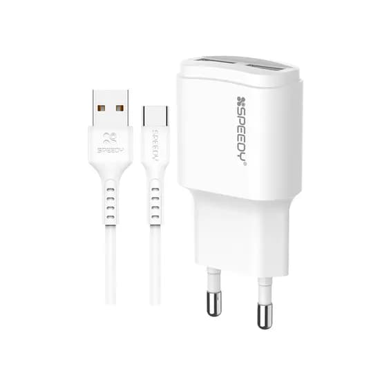 스피디 2포트 5V 2A 저전력 저속 USB 멀티 충전기 SPE-N8T2U21 화이트 1개