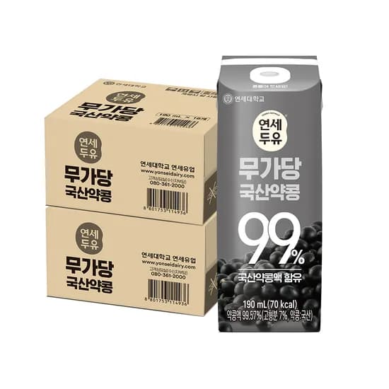 연세두유 무가당 국산약콩 두유, 190ml, 32팩