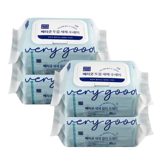베리굿 두겹 세제 수세미, 컬러랜덤발송, 20매, 4팩, 1개