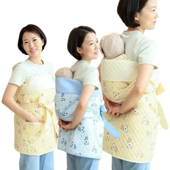 나와니스 사계절 전통 일자형 포대기, 아기곰블루, 7부, 1개