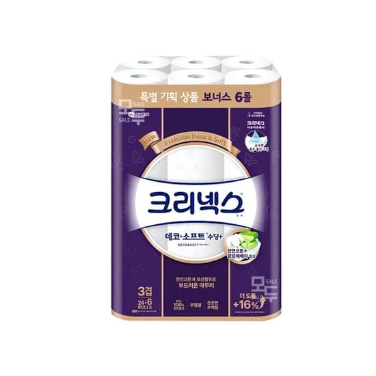 크리넥스 데코앤소프트 수딩플러스 화장지 3겹, 30롤, 1팩