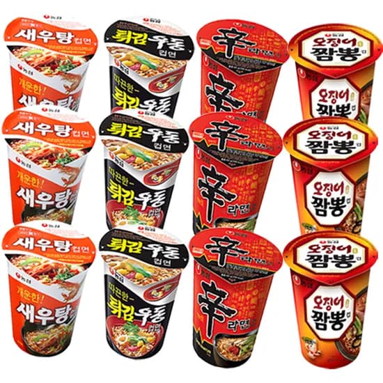 농심 컵라면 소컵 4종세트 신라면 튀김우동 오징어짬뽕 새우탕 3세트