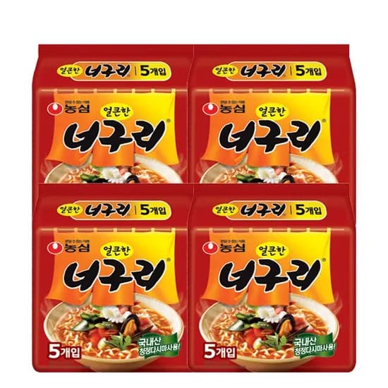농심 얼큰한 너구리, 120g, 5개입, 4개