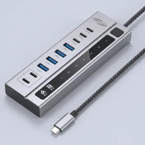 강원전자 넷메이트 USB3.2 C타입 9포트 허브 실버 1개