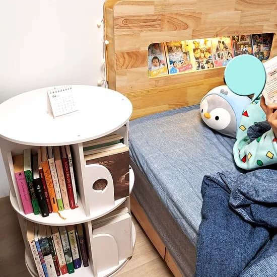 인트홈 프리미엄 회전 책장 화이트 2단 46cm 1개