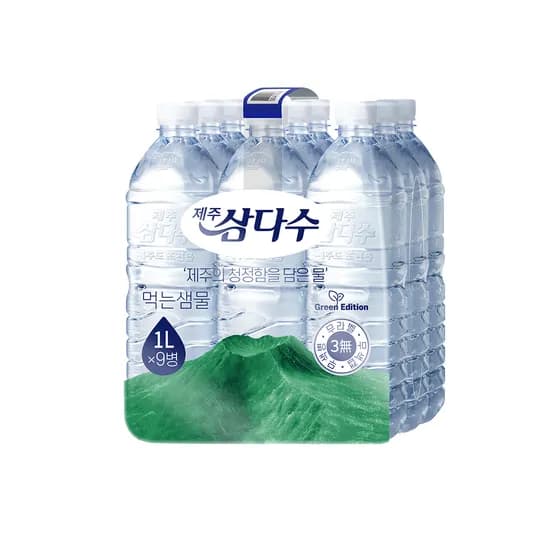 제주삼다수 무라벨, 1L, 9개