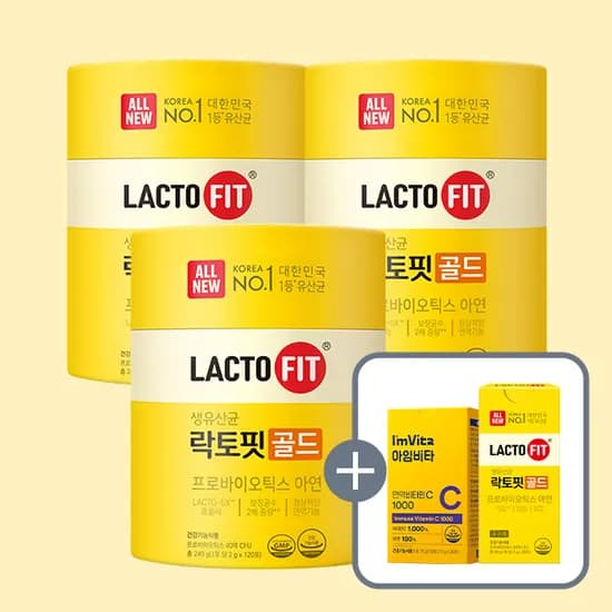 종근당건강 락토핏 골드, 2g, 120포, 3개 + 락토핏 골드, 30포 + 아임비타 면역비타민C 1000, 30포