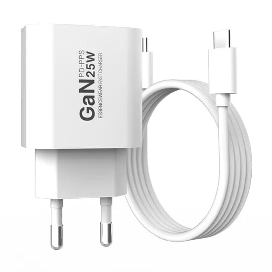 에센스웨어 PD PPS GaN C타입 25W 초고속 충전기 C to C 60W 1M 케이블 세트 화이트 1세트