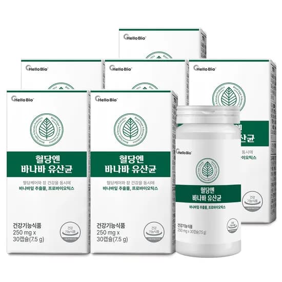 헬로바이오 혈당엔 바나바 유산균, 250mg, 30캡슐, 6박스