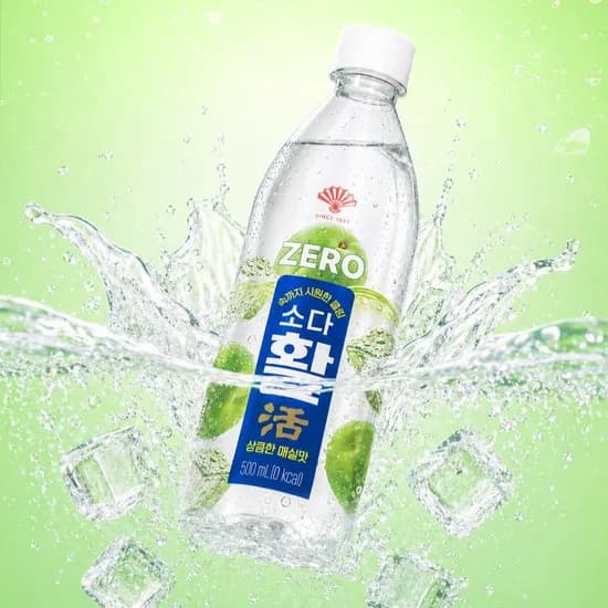 동화 부채표 소다활 제로, 매실맛, 500ml, 24개