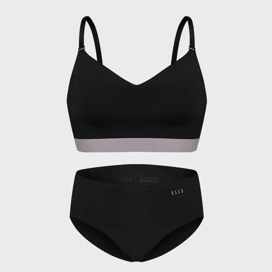 엘르 이너웨어 에어리 컴포트핏 심리스 브라 팬티 세트 블랙 S90
