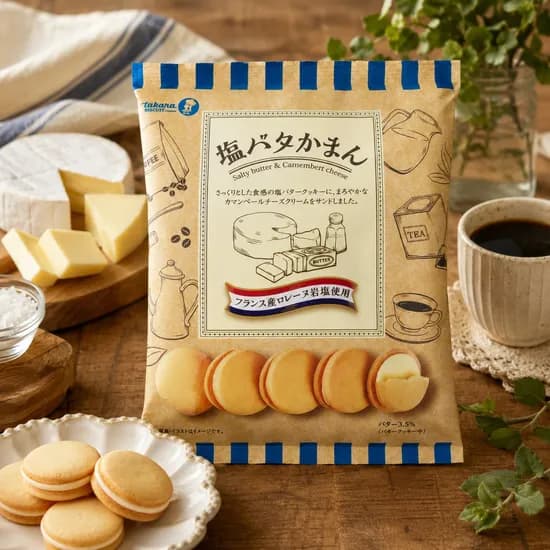 타카라 솔티버터&까망베르 치즈 샌드 쿠키, 96g, 2개
