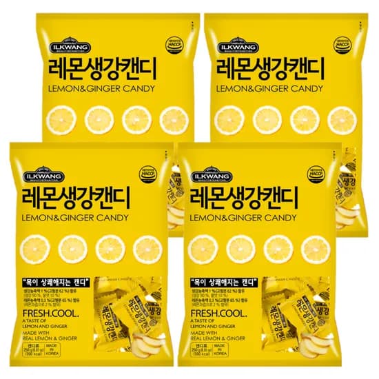 일광제과 레몬생강캔디, 250g, 4개
